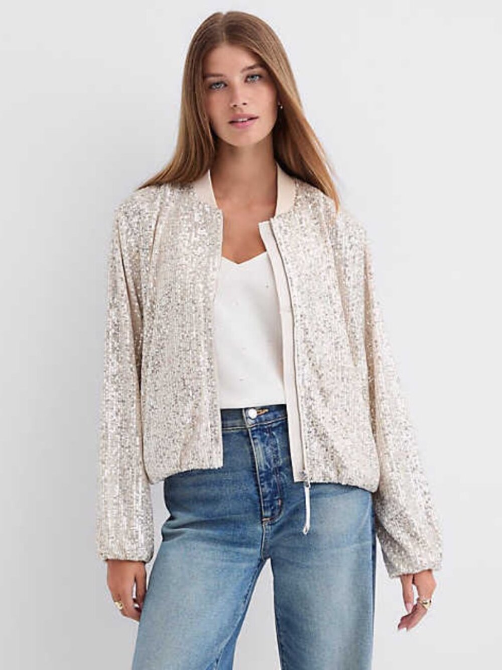NWT - Loft - Sequin Bomber Jacket - XL